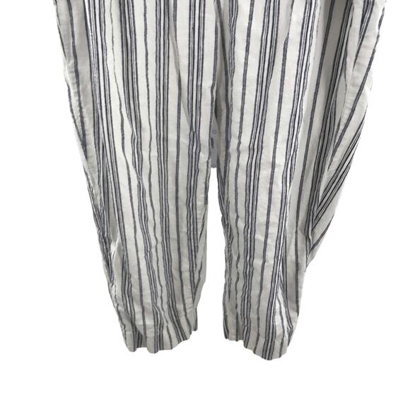 Madewell Dark Baltic Stripe Linen Cotton Paperbag Pants - Picture 6 of 11